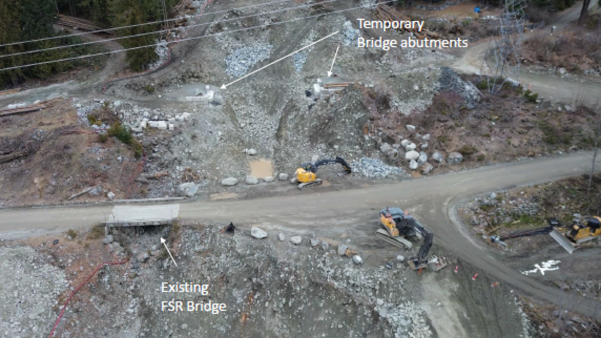 Catiline Creekk site prep for temporary bridge