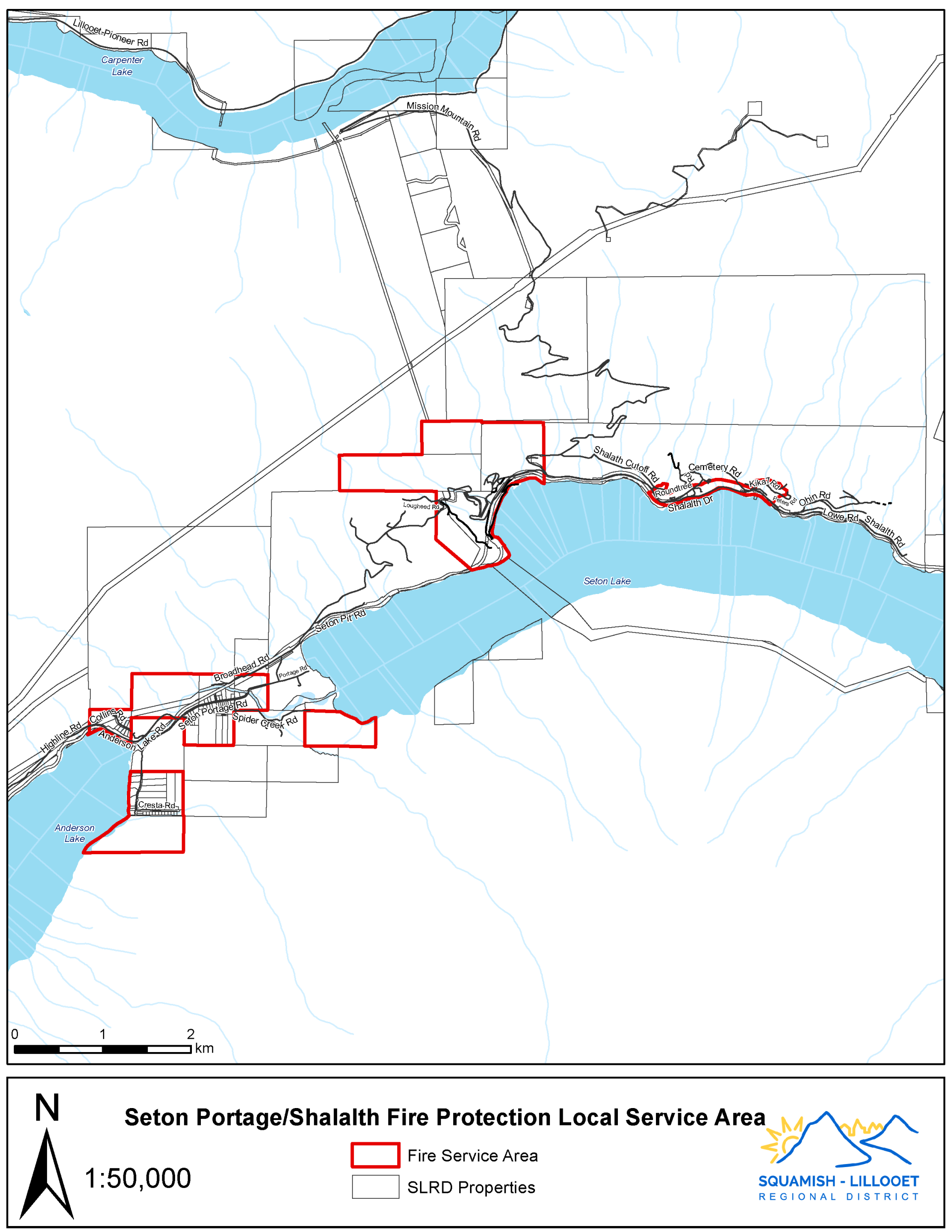 Map of Seton fire protection service area - Electoral Area B of the SLRD