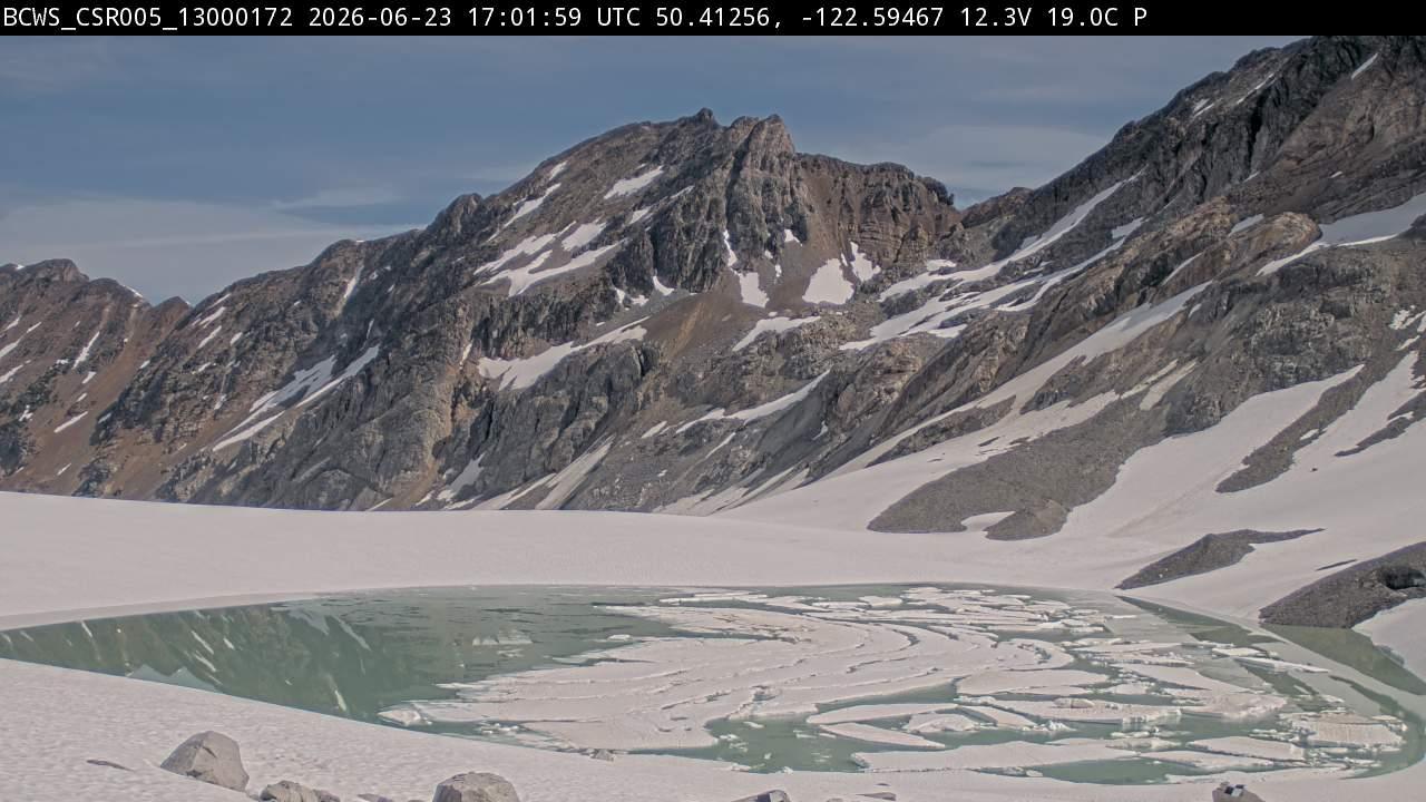 Ice marginal lake on Place Glacier on June 23, 2026